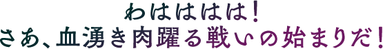 わはははは！さあ、血湧き肉躍る戦いの始まりだ！