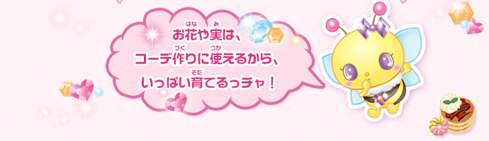 お花や実は、コーデ作りに使えるから、いっぱい育てるっチャ！