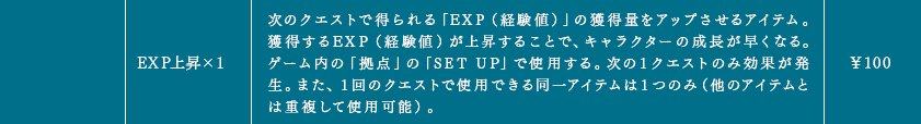 EXP上昇×１