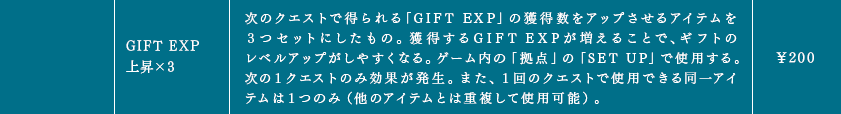 GIFT EXP上昇×3