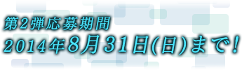 第２弾応募期間　2014年8月31日（日）まで