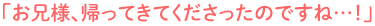 「お兄様、帰ってきてくださったのですね…!」
